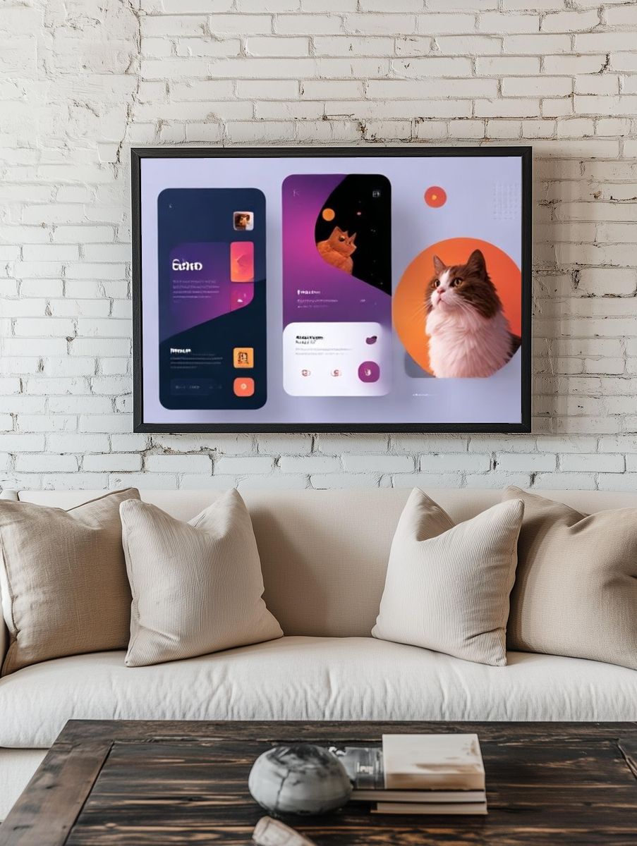 Cat Portrait Digital Art Poster. room preview