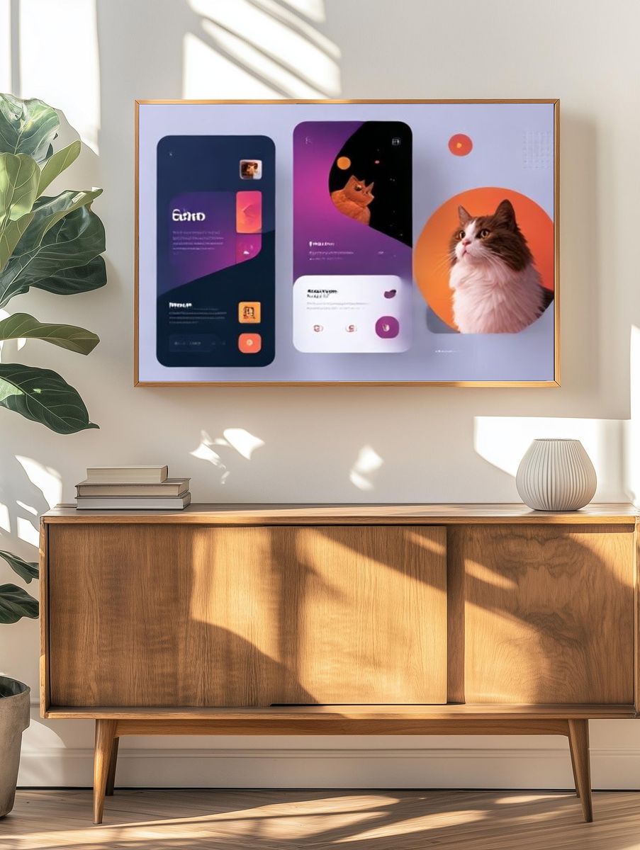 Cat Portrait Digital Art Poster. — room view 3