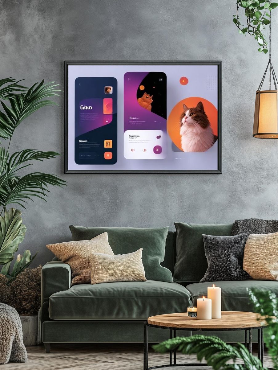 Cat Portrait Digital Art Poster. — room view 4