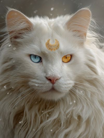 Mystic White Cat Portrait Poster. poster