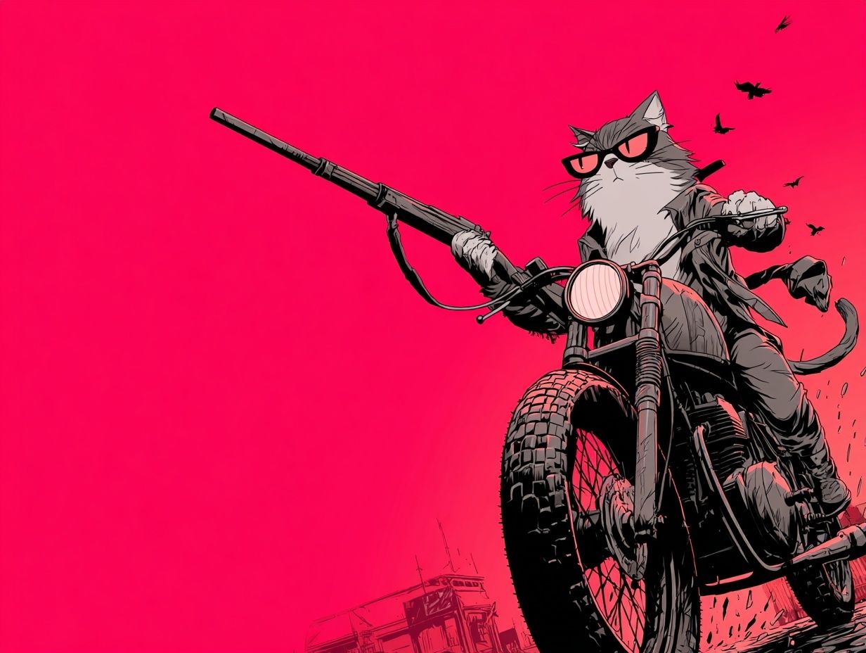 Cat Biker Digital Art Poster. poster — illustration art