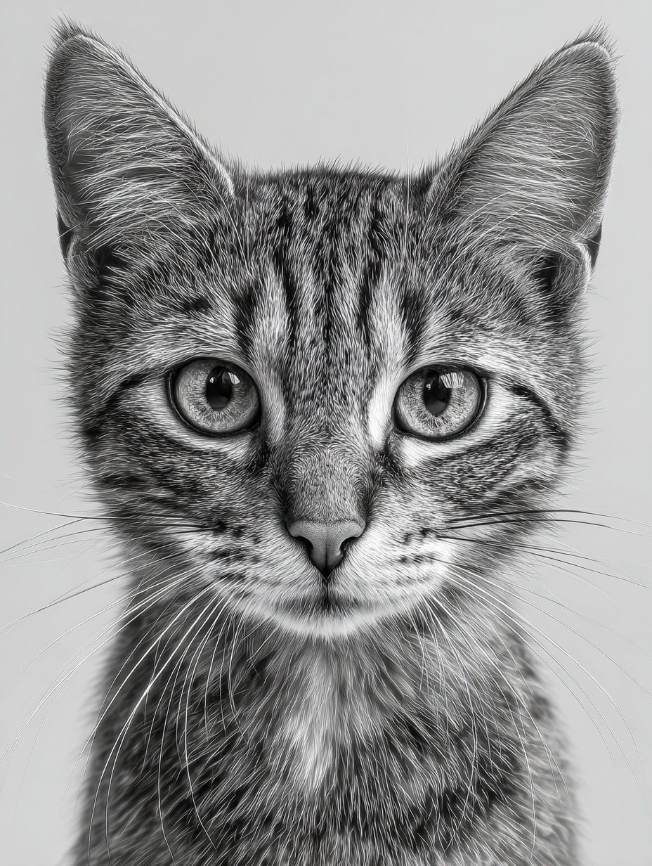 Cat Portrait — Black-White Print. poster detail