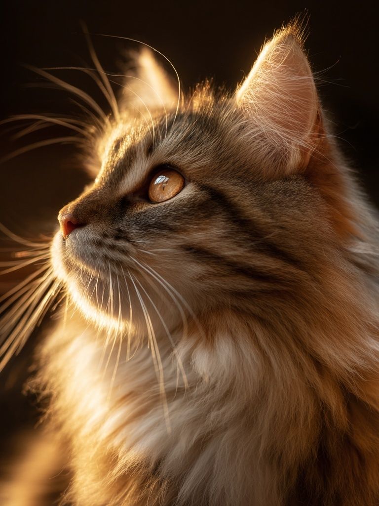 Golden Tabby Cat Portrait Print. poster detail