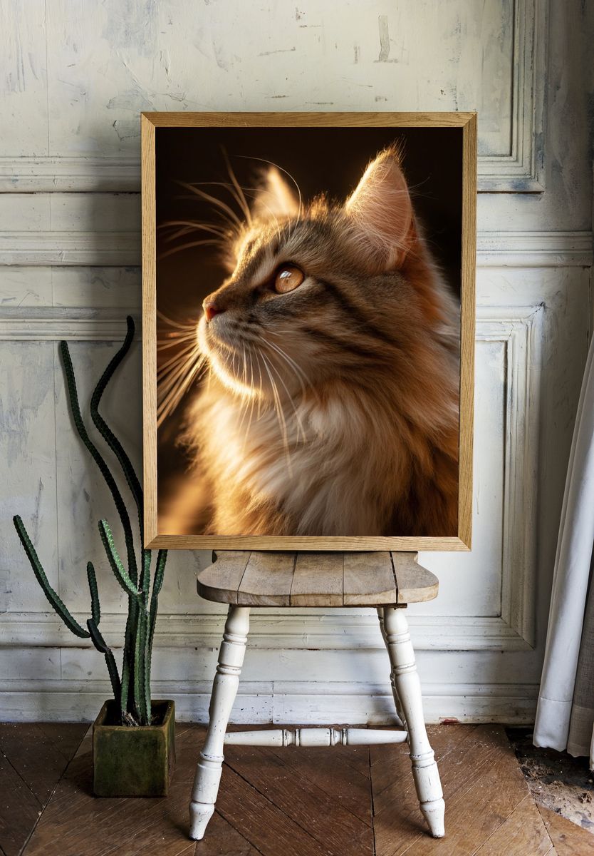 Golden Tabby Cat Portrait Print room preview
