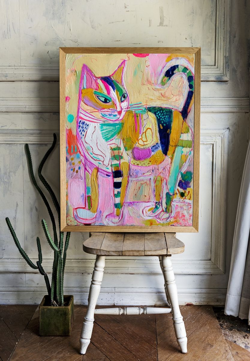 Colorful Cat — Illustration Print room preview