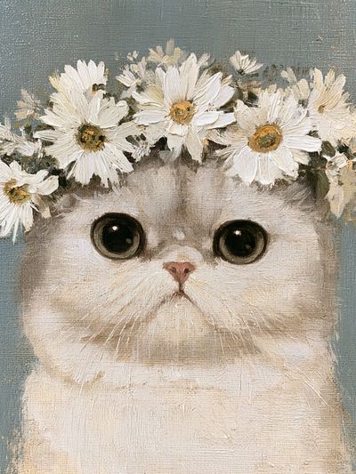 Flower Crown Cat Illustration Poster. poster