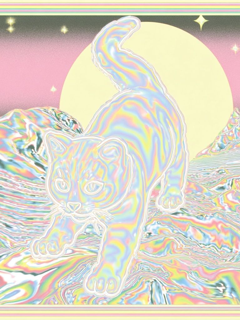 Psychedelic Cat Dreamscape Poster. poster — animals art