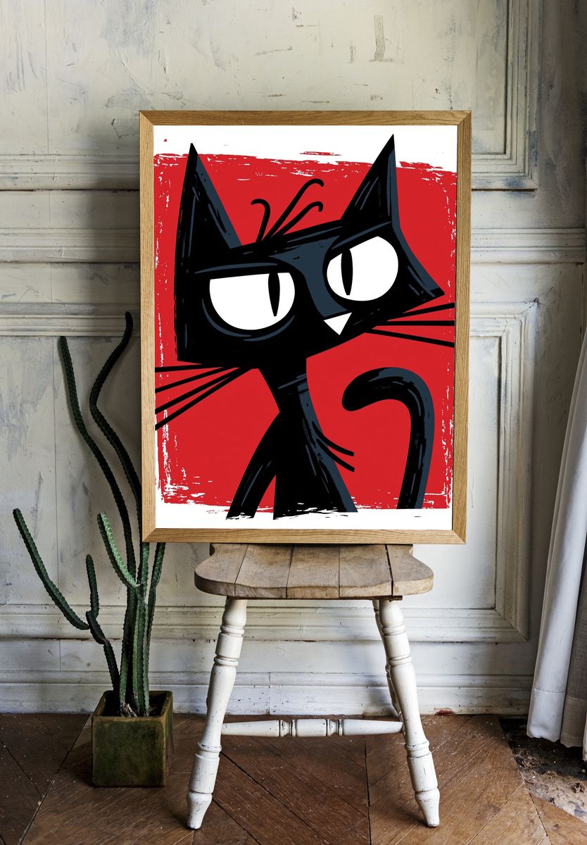 Black Cat Pop Art Poster. — room view 1
