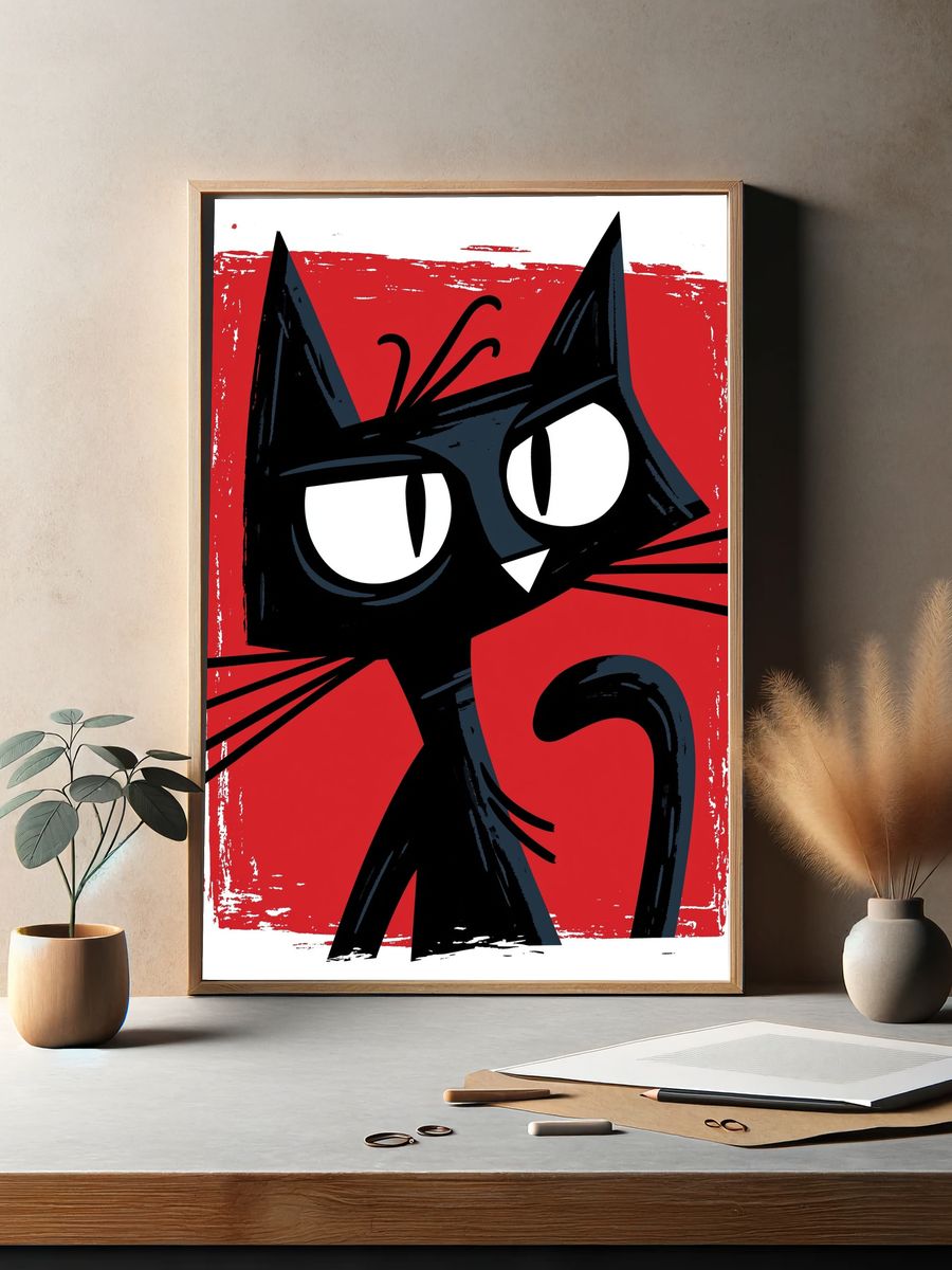 Black Cat Pop Art Poster. — room view 2