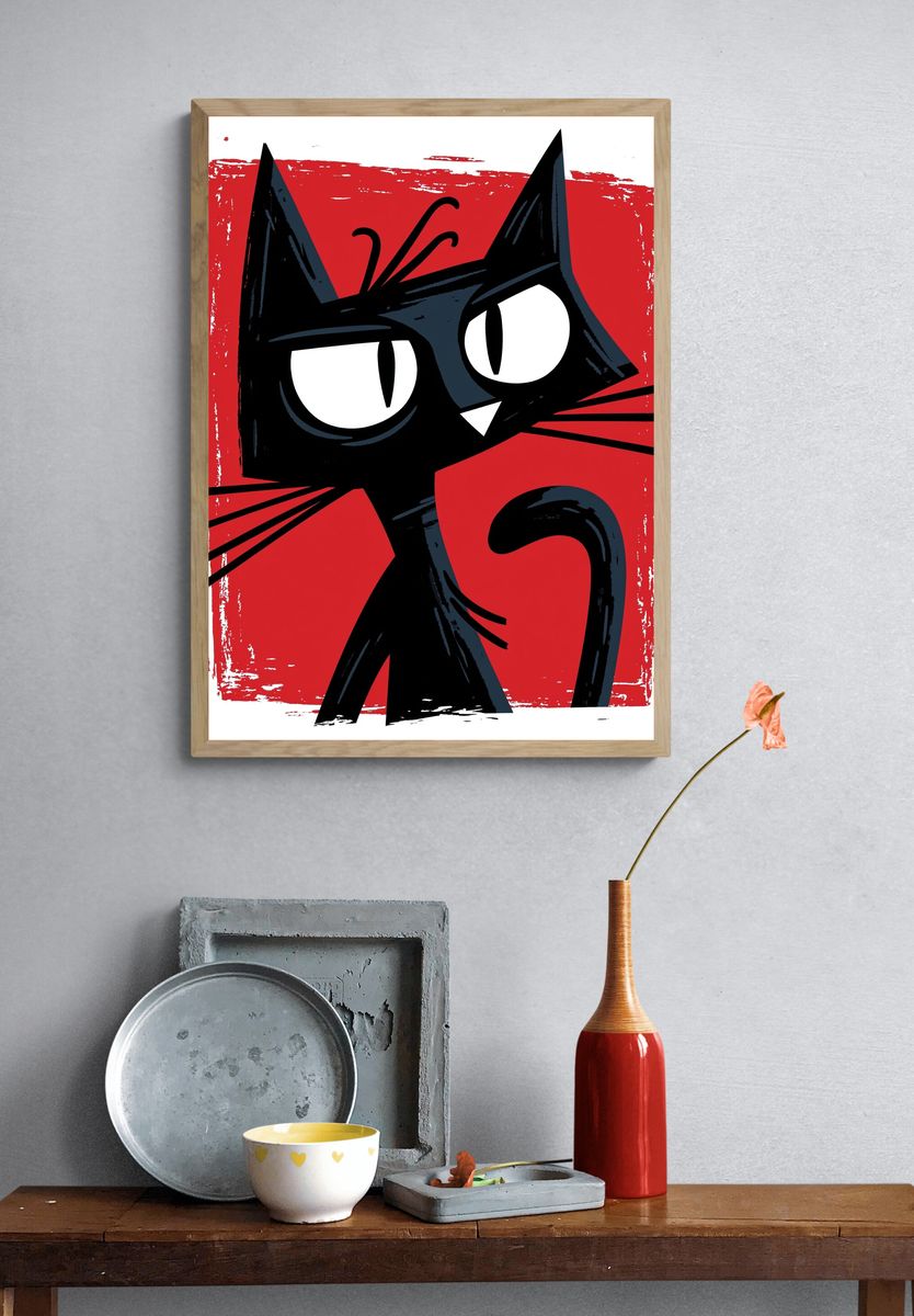Black Cat Pop Art Poster. — room view 3