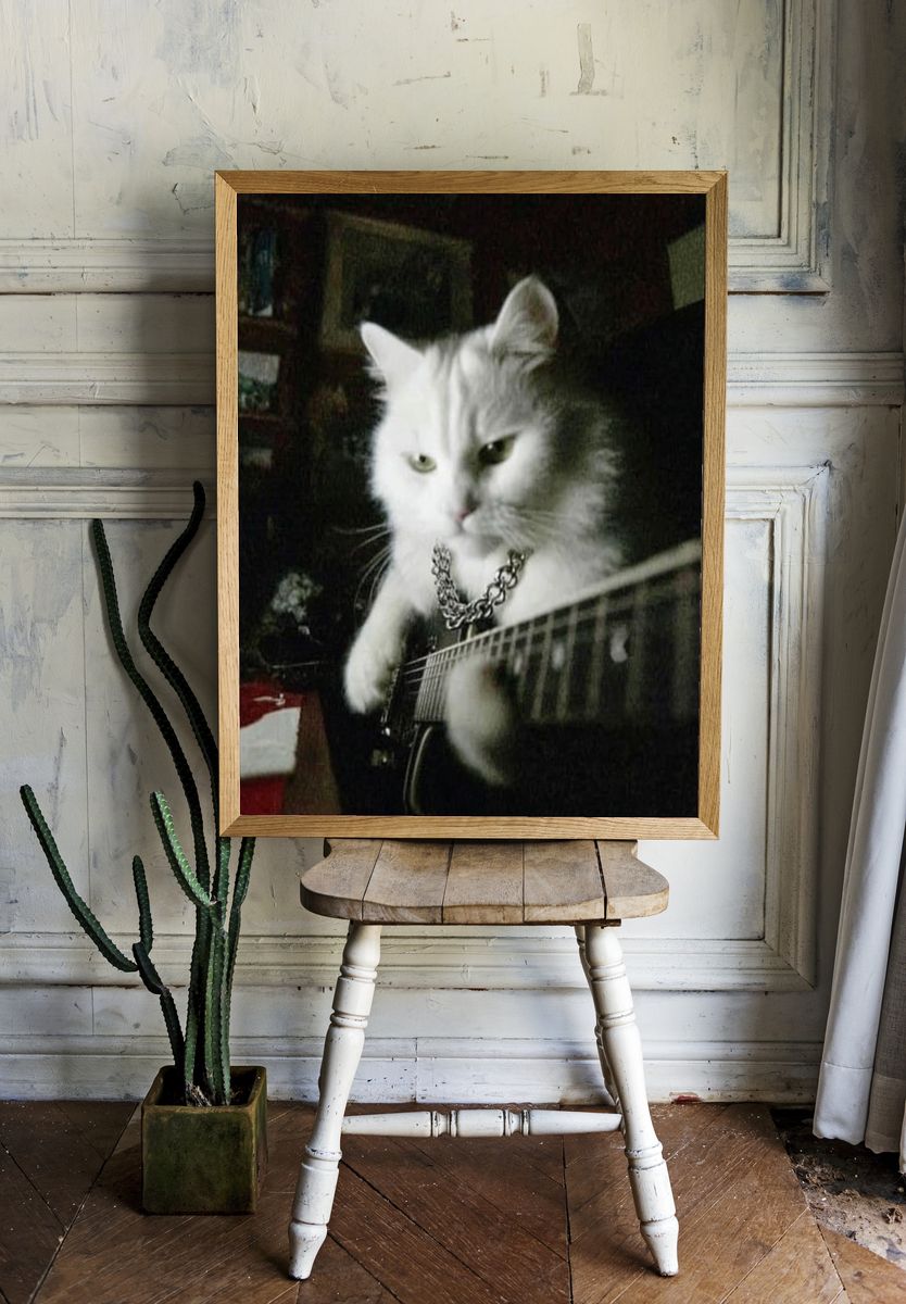 Rockstar Cat — Funny Print room preview