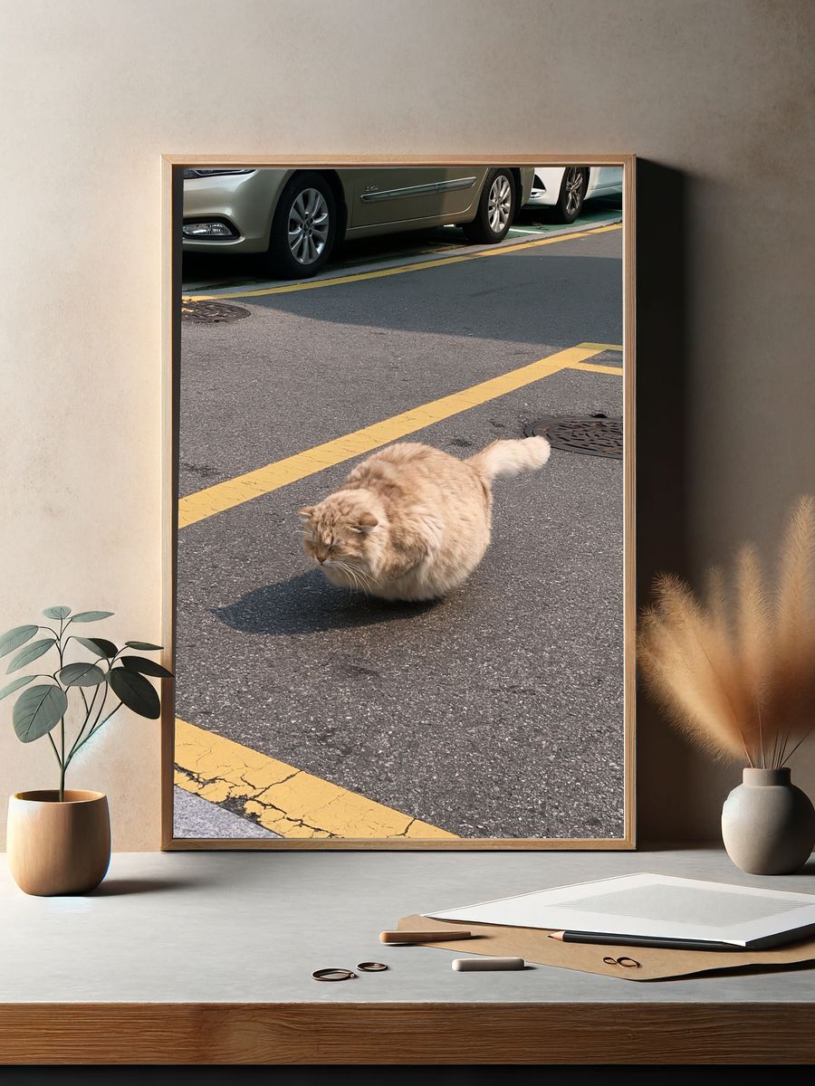 Fluffy Street Cat Photography Poster. — room view 2