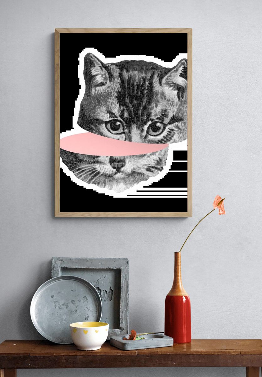 Busy Cat Bath Humor Print. — room view 3