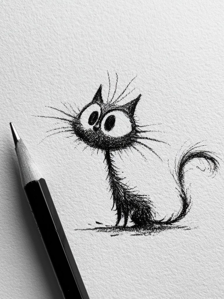 Whimsical Cat Sketch Poster. poster — animals art
