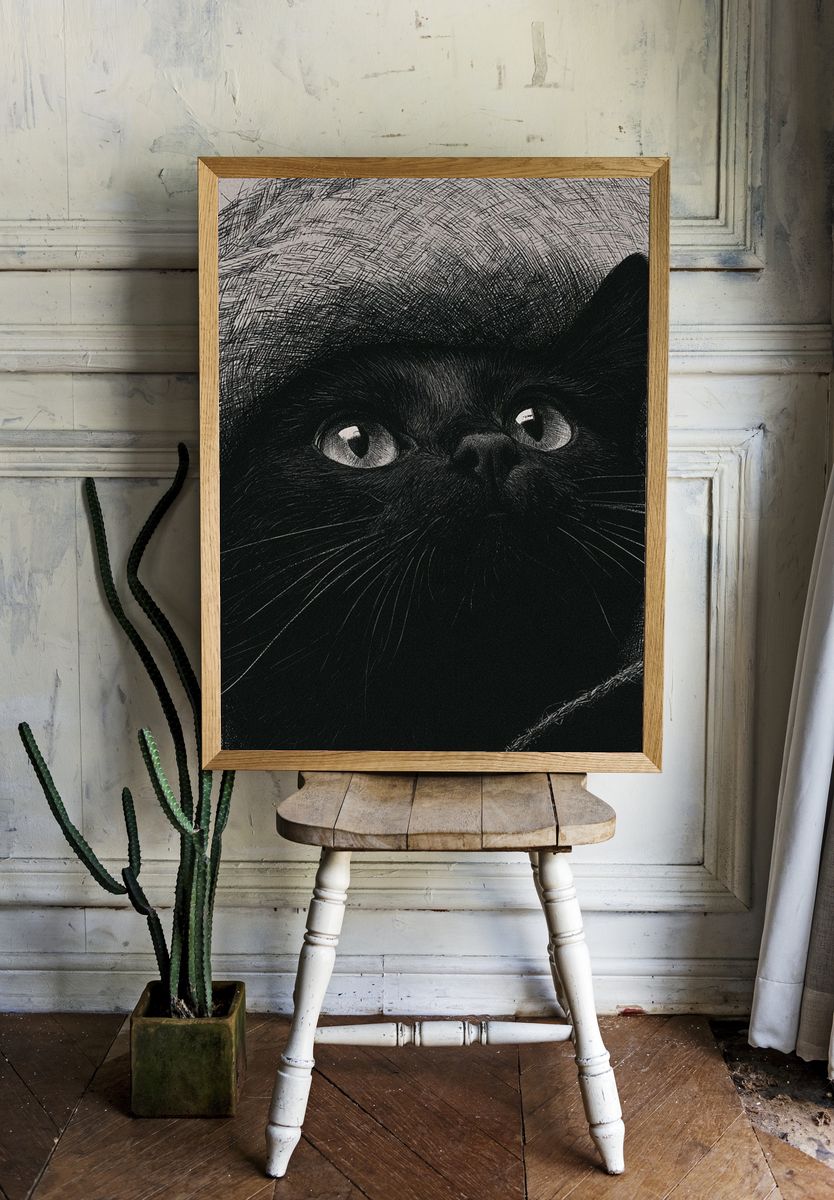 Black Cat Portrait Poster. — room view 1