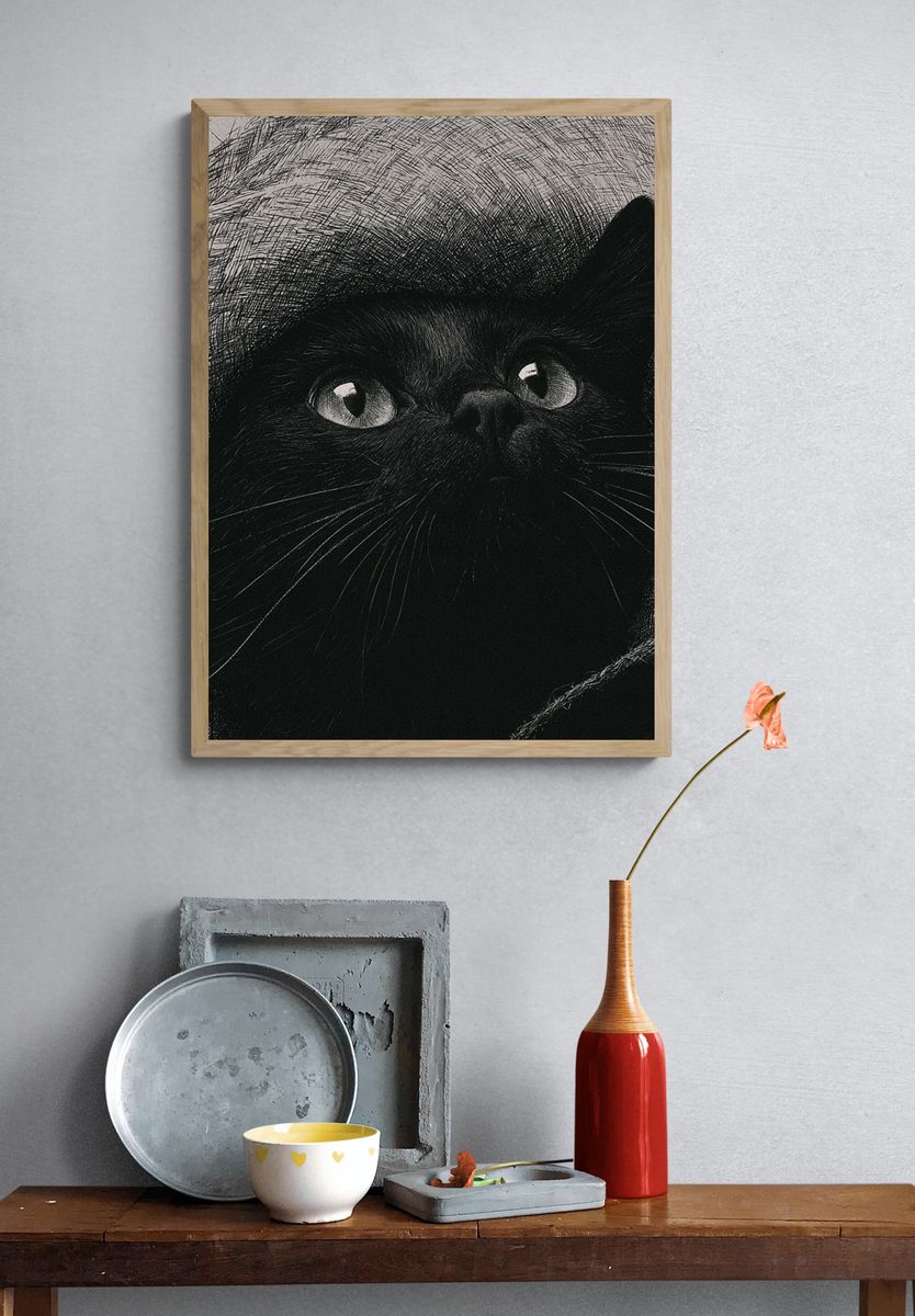 Black Cat Portrait Poster. — room view 3