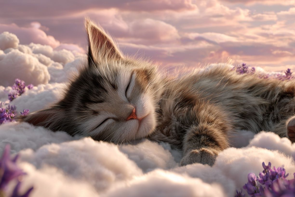 Sleeping Kitten Cloudscape Poster. poster — animals art