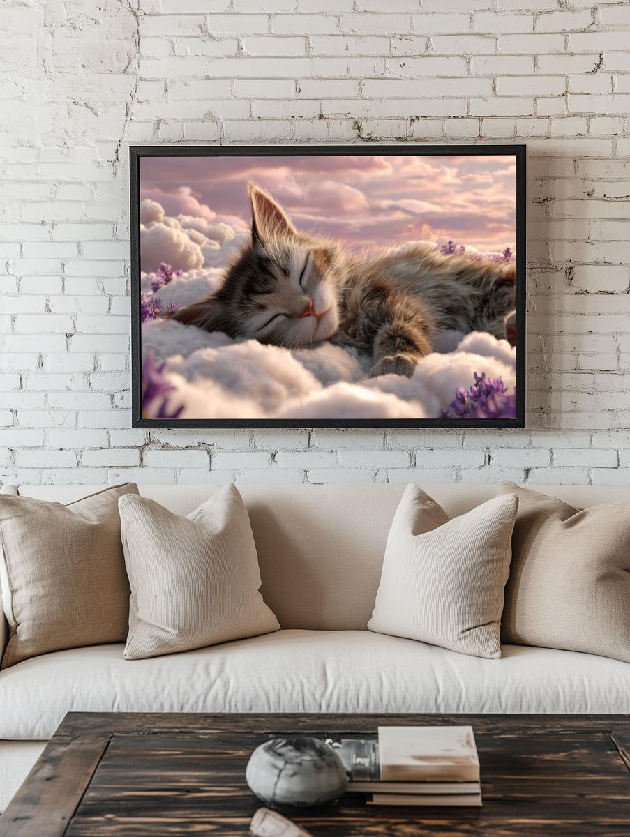 Sleeping Kitten Cloudscape Poster room preview