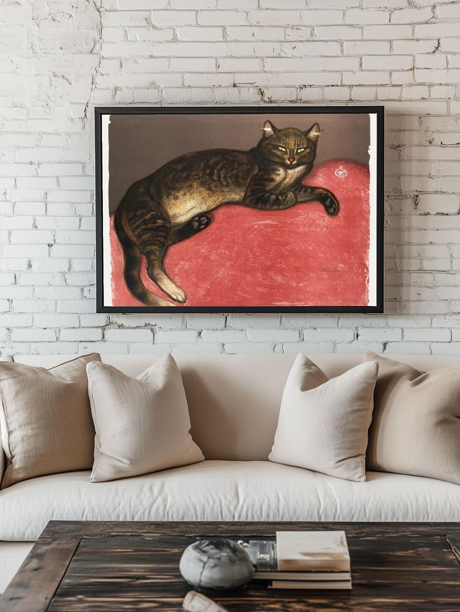 Relaxed Tabby Cat — Illustration Print. room preview