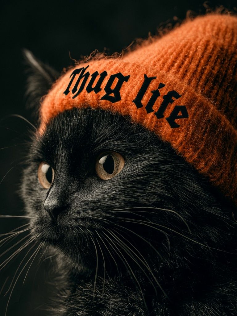 Black Cat Thug Life Poster. poster — animals art