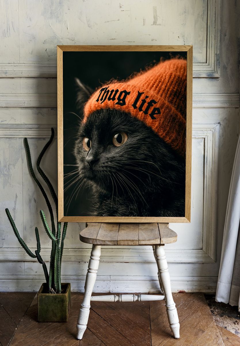 Black Cat Thug Life Poster. — room view 1