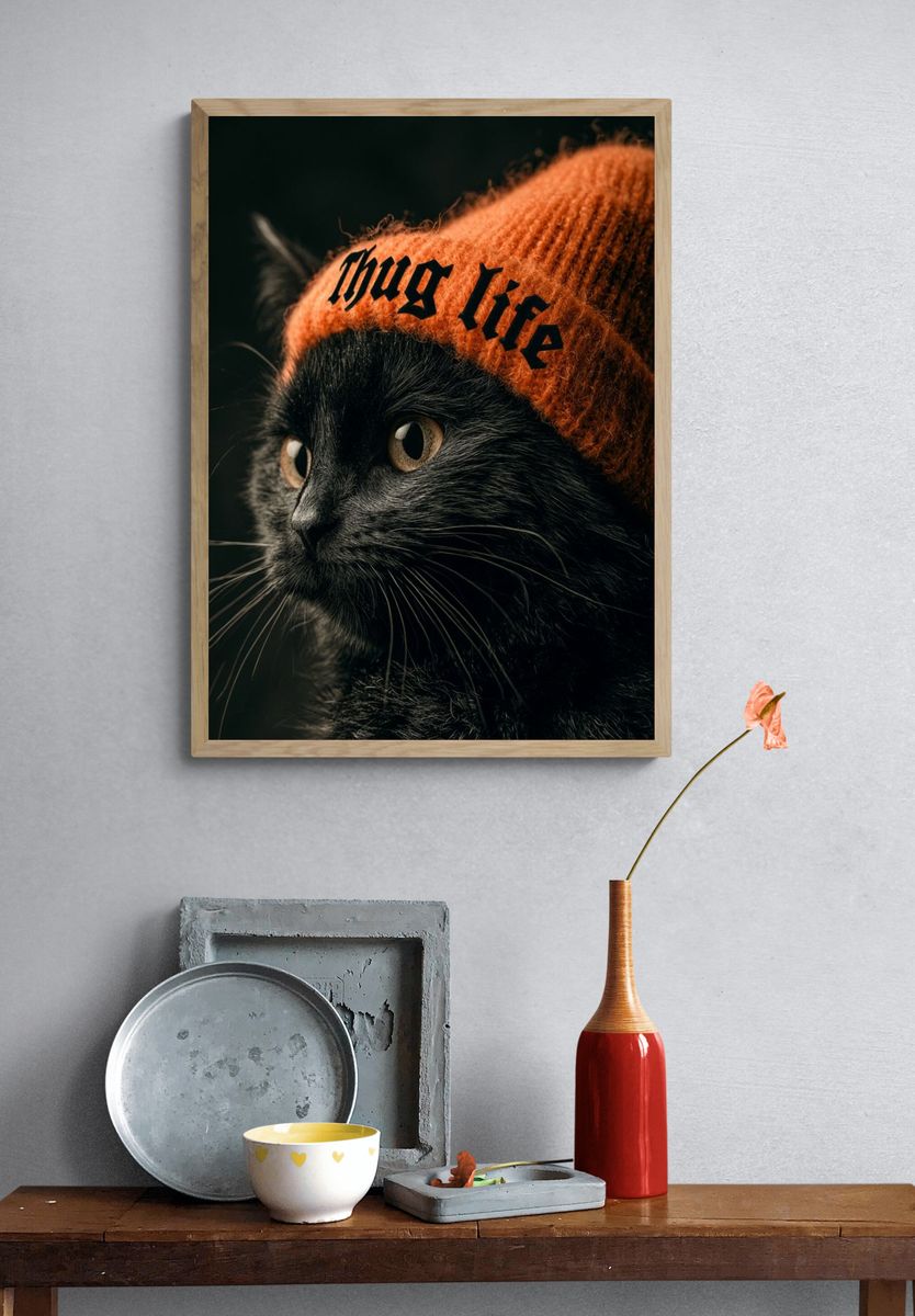 Black Cat Thug Life Poster. — room view 3