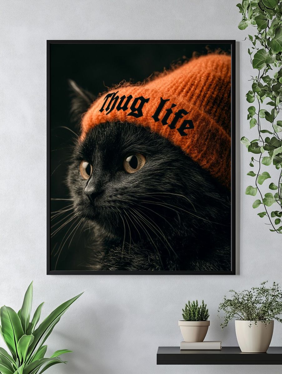 Black Cat Thug Life Poster. — room view 4