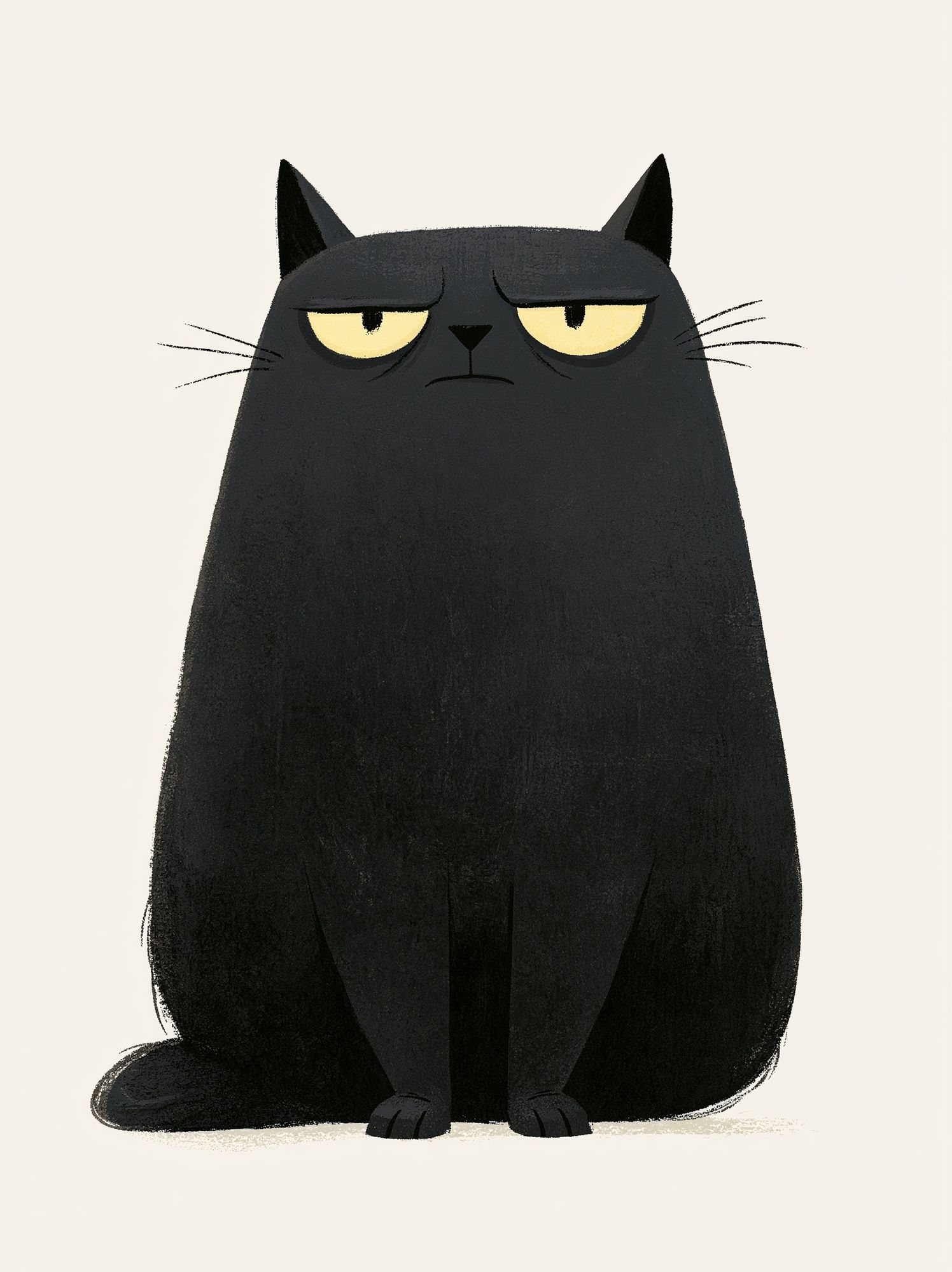 Grumpy Black Cat Illustration Poster. poster — animals art