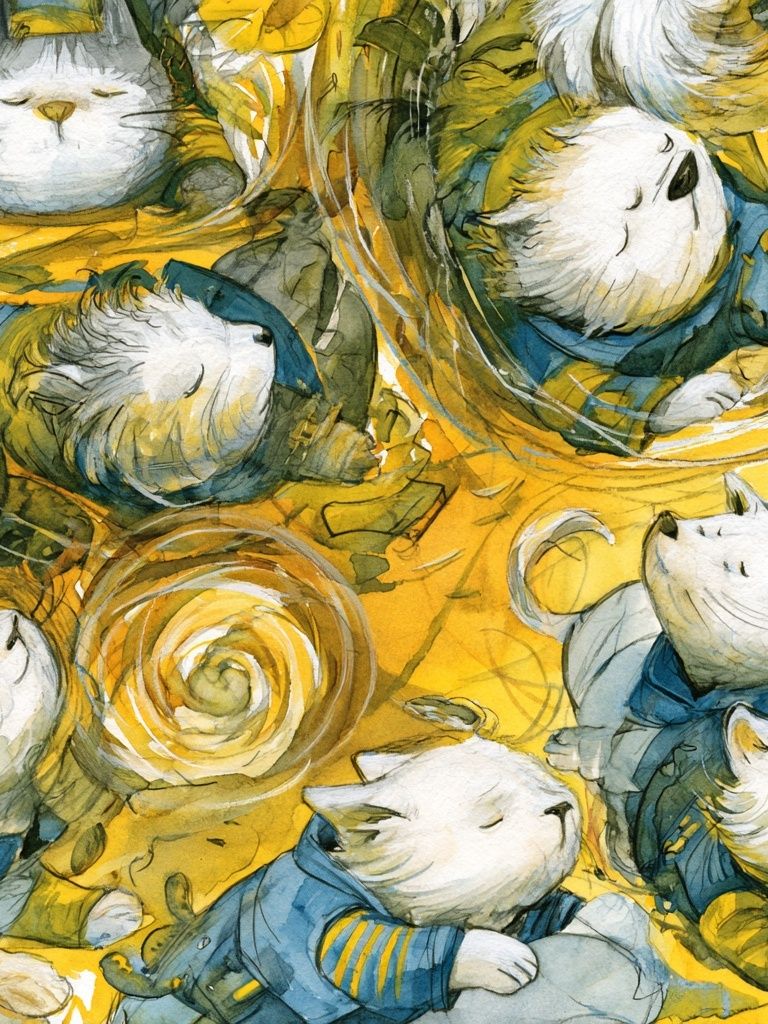 Sleeping Cats Watercolor Poster. poster detail