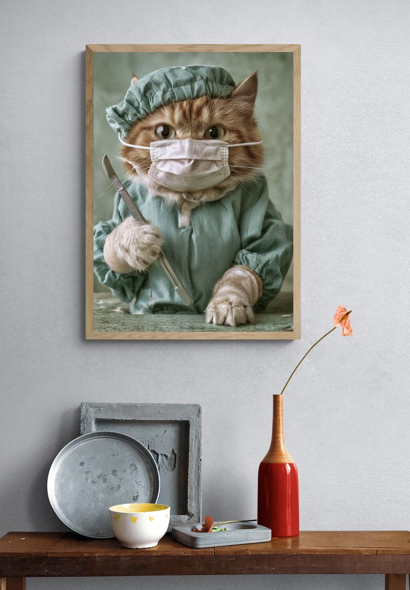 Surgeon Cat Portrait Poster. — room view 3