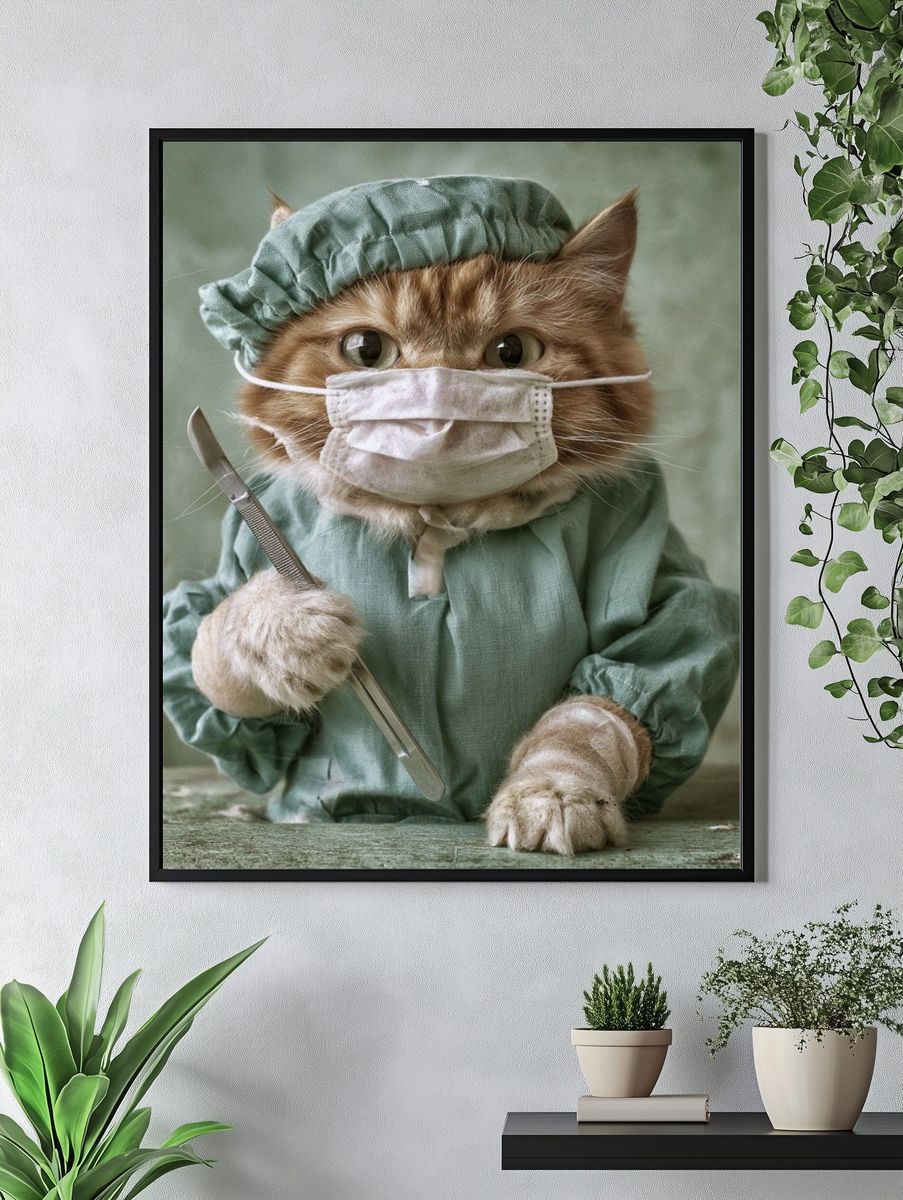Surgeon Cat Portrait Poster. — room view 4