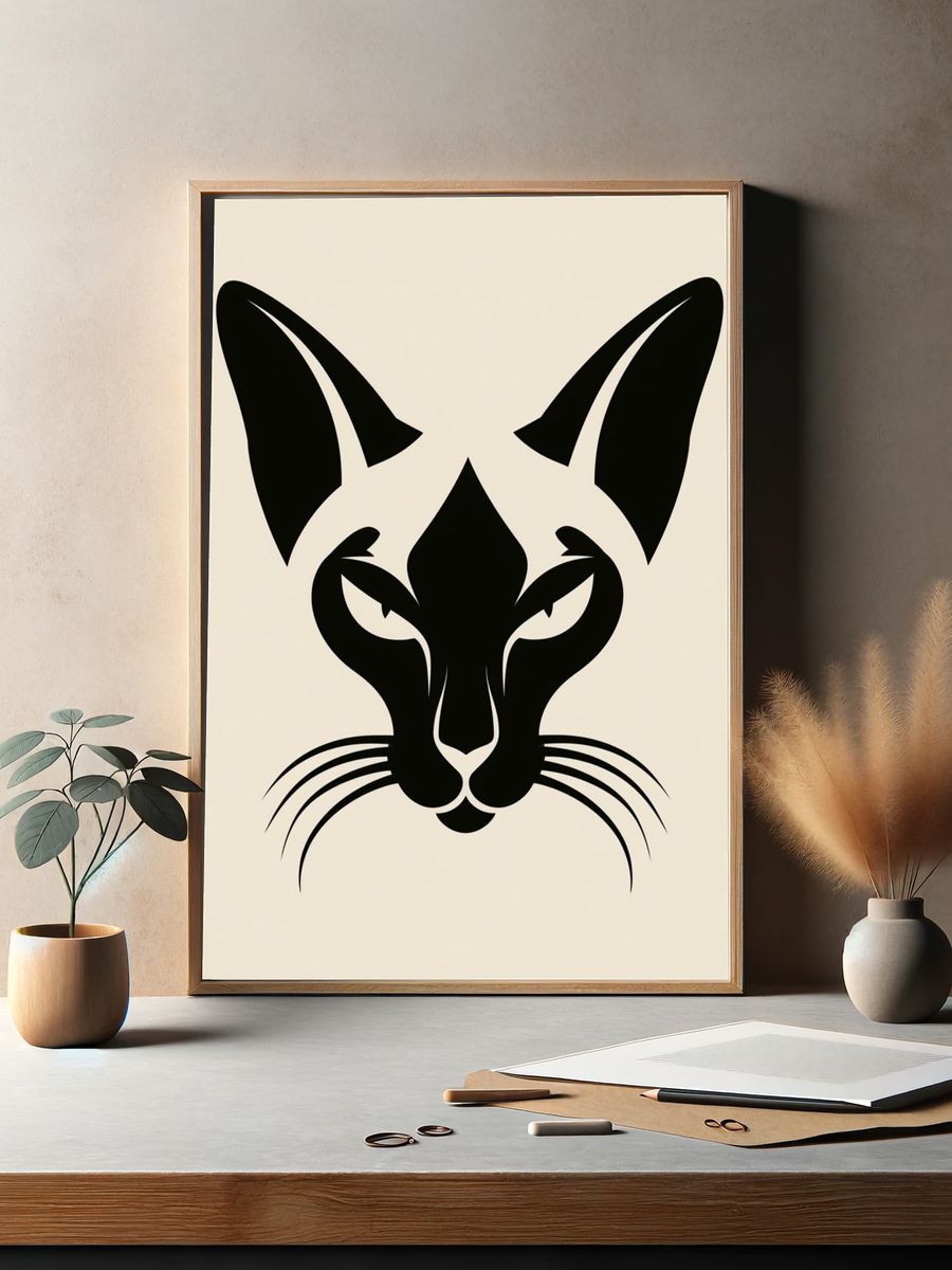 Sleek Cat Face Illustration Poster. — room view 2