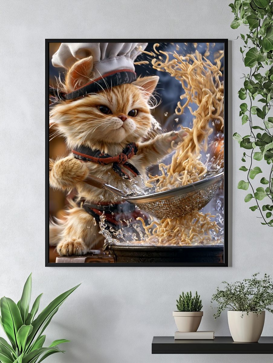 Chef Cat Noodle Splash Poster. — room view 4