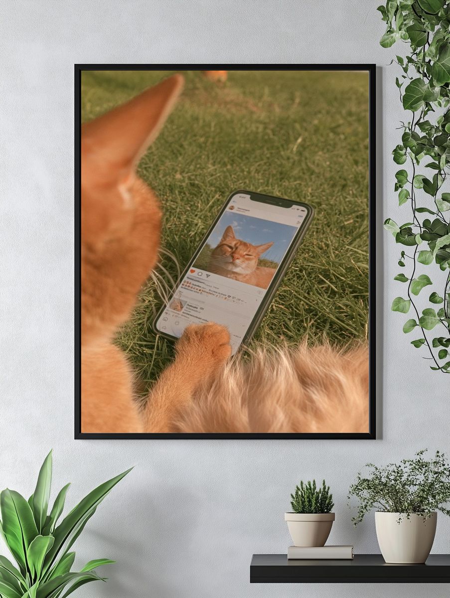 Cat Selfie Photography Poster. — room view 4