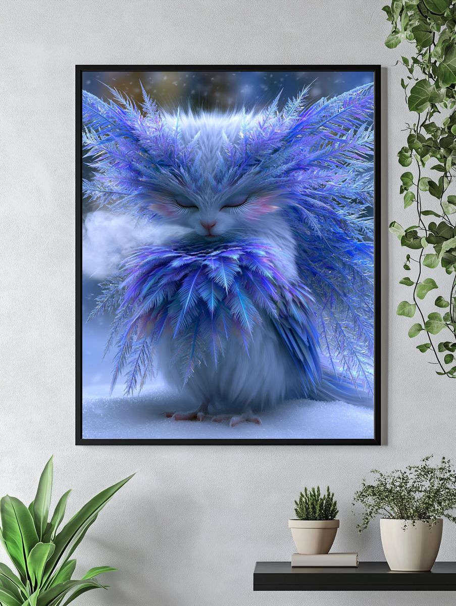 Frosted Cat Fantasy Illustration Poster. — room view 4