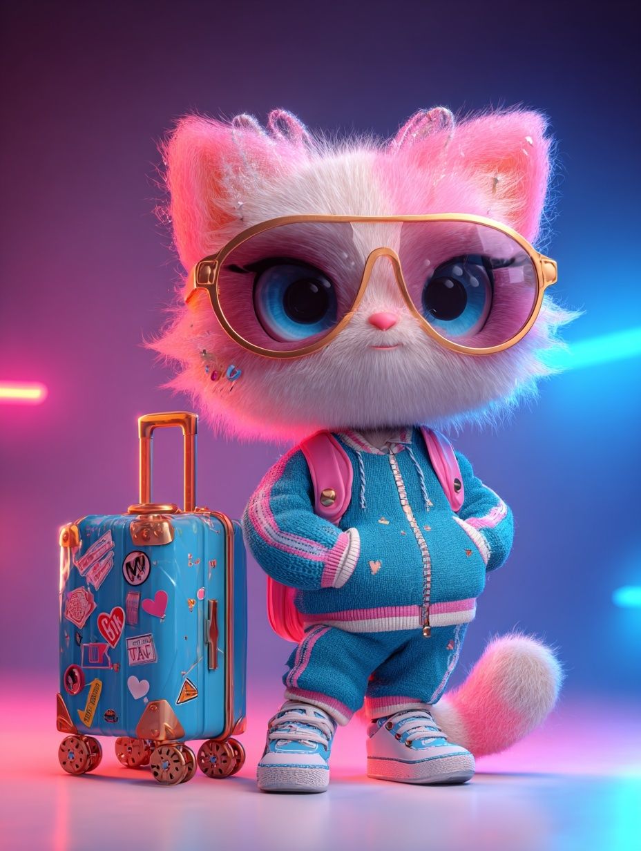 Stylish Cat Character — Digital Art Print. poster — illustration art
