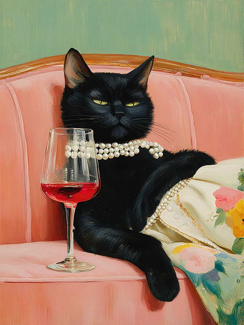 Sophisticated Black Cat — Art Print. poster — animals art