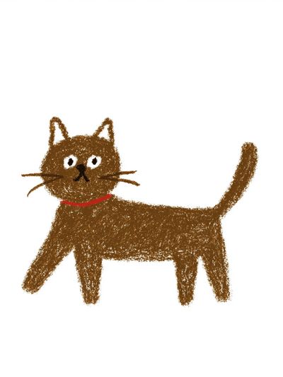 Playful Brown Cat Illustration Poster.