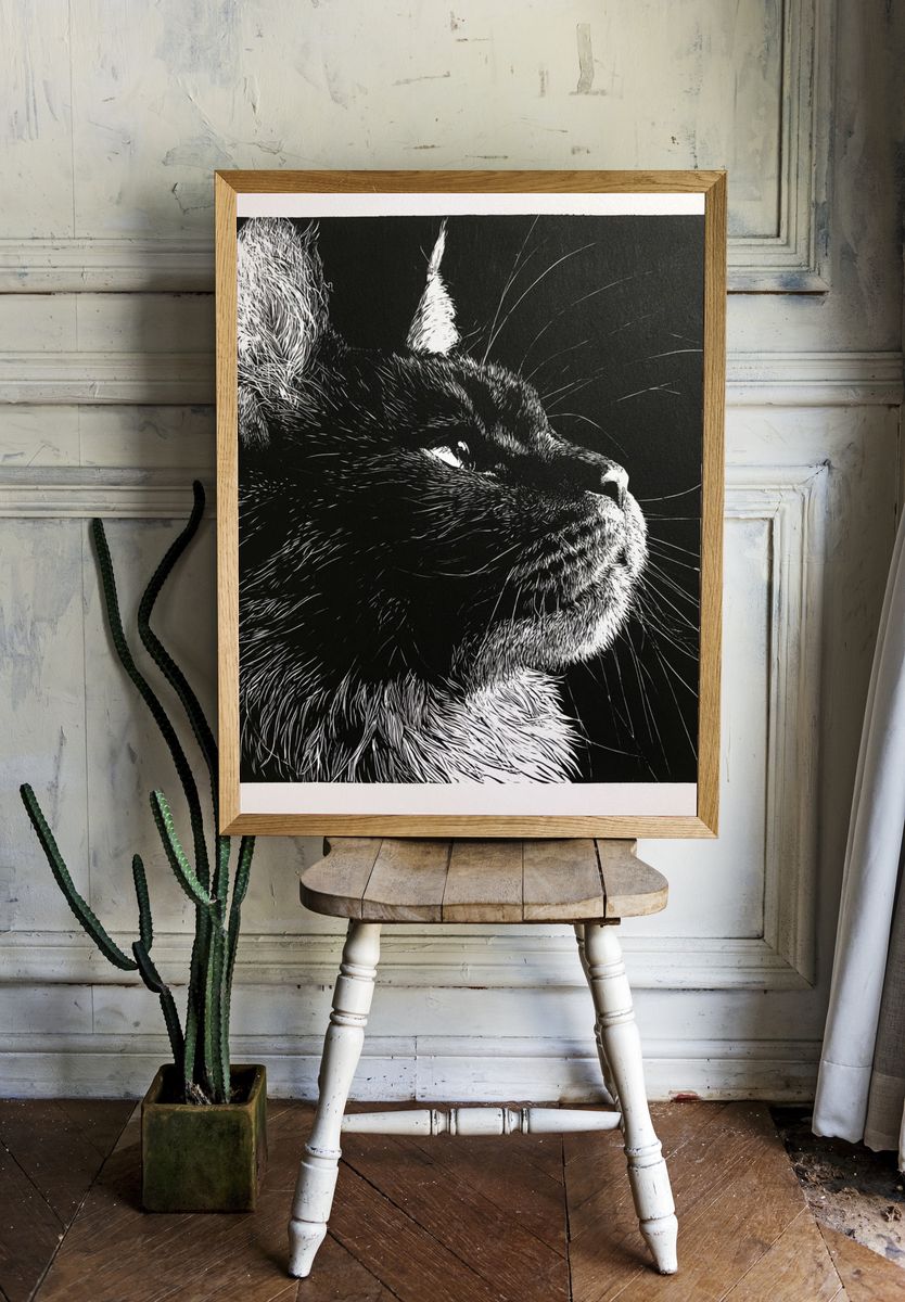 Black Cat Portrait Print. — room view 1