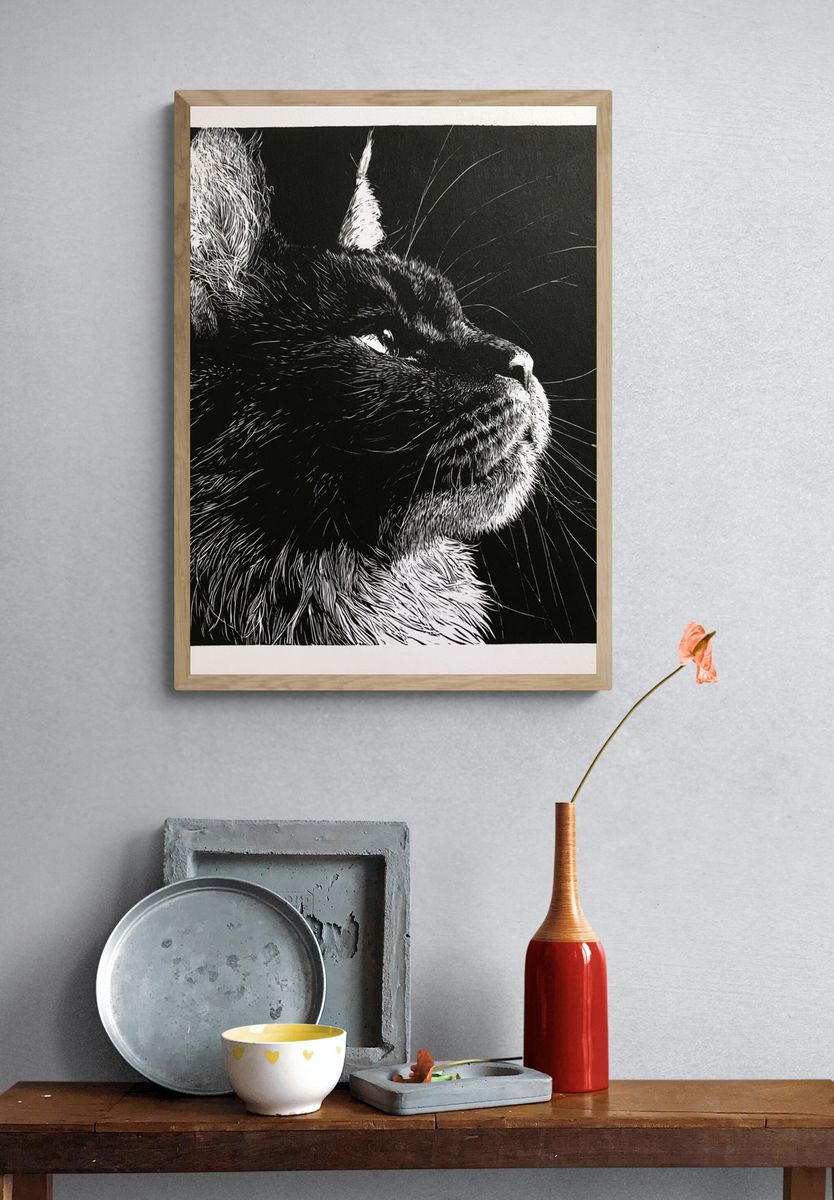 Black Cat Portrait Print. — room view 3