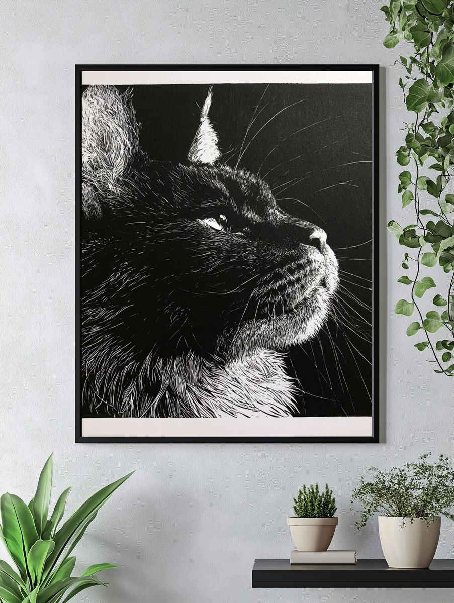 Black Cat Portrait Print. — room view 4