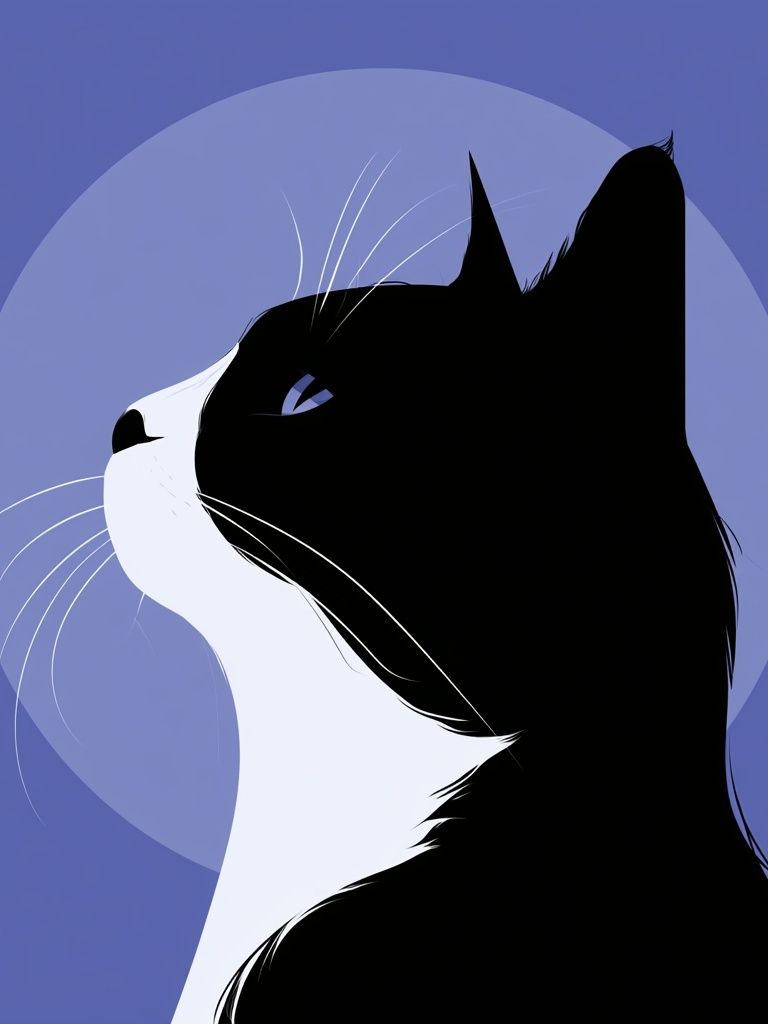 Black Cat Profile Illustration Poster. poster detail