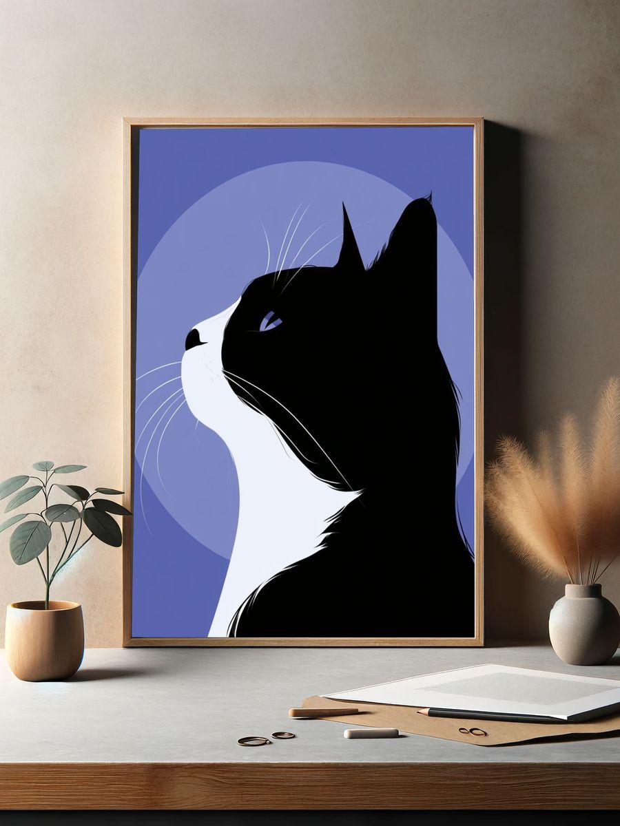 Black Cat Profile Illustration Poster. — room view 2