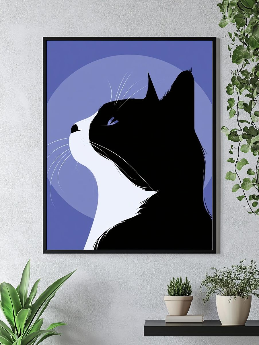 Black Cat Profile Illustration Poster. — room view 4