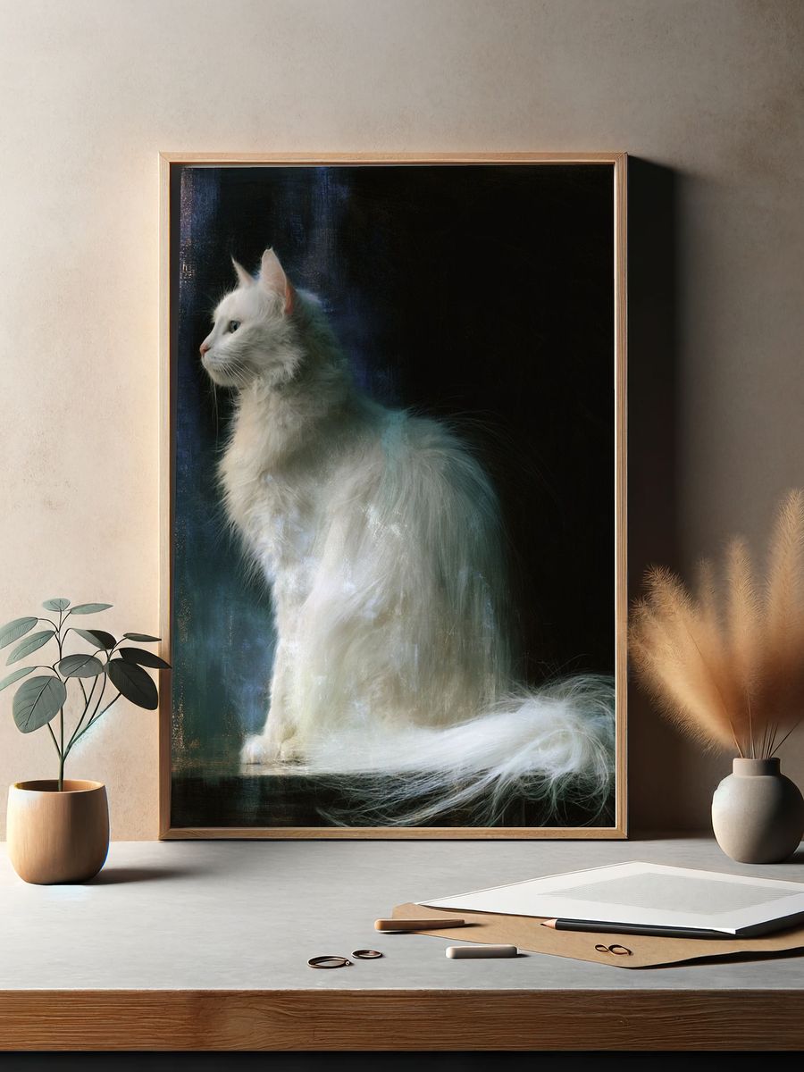 White Cat Portrait Poster. — room view 2