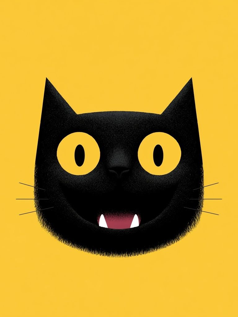 Black Cat Face Illustration Poster. poster — animals art