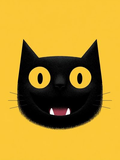 Black Cat Face Illustration Poster. poster