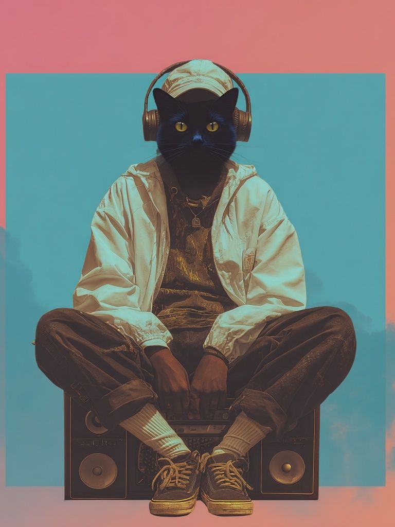 Cool Cat DJ — Digital Art Print. poster detail