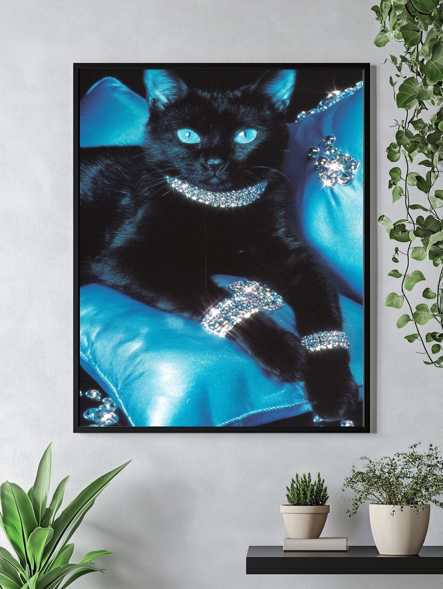 Glamorous Black Cat — Photography Print. — room view 4
