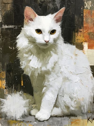 White Cat Portrait Fine-Art Poster. poster